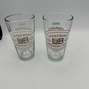 Lot 2 Lakefront Brewery Pint Beer Glasses One More! Then we Go Milwaukee, WI